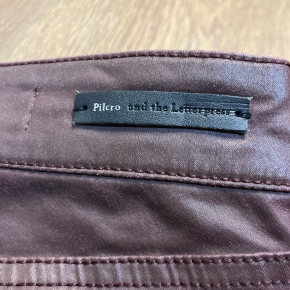 Pilcro and the Letterpress Anthropologie Red Brown Coated Ankle Tie Pants 26” - Picture 10 of 11